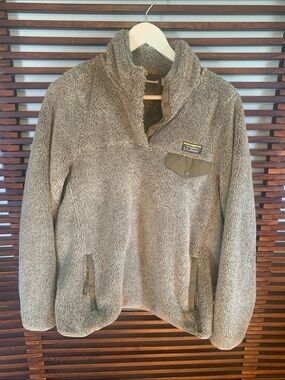 L.L. Bean Plush Sherpa Pullover in Olive